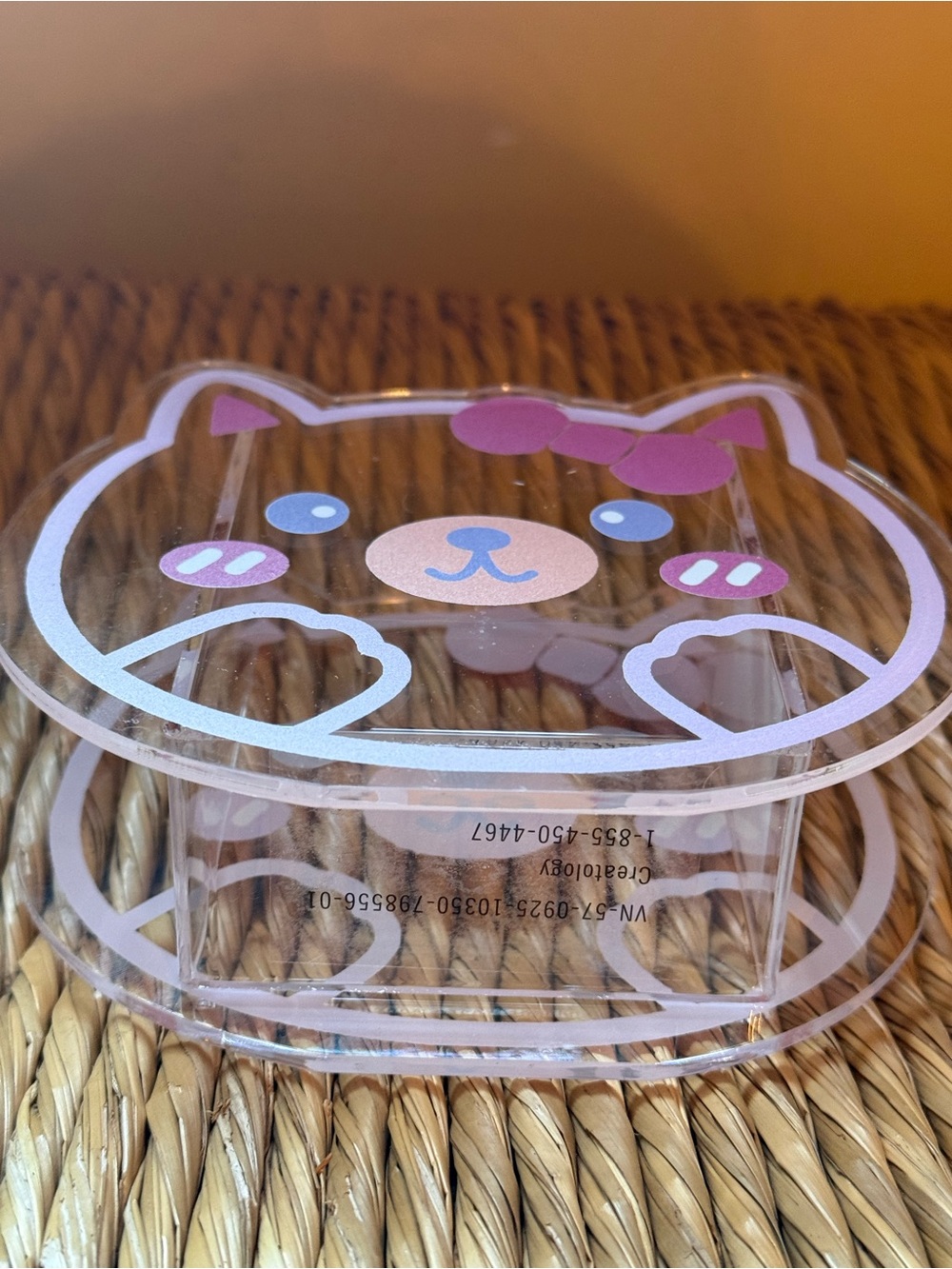 Kawaii Clear Cat-Shaped Acrylic Organizer with Lavender Accent. NWOT - Picture 9 of 9
